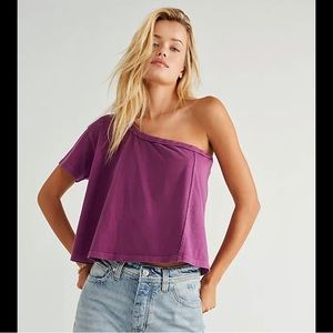 Free People one shoulder Aubrey Tee
